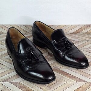 VTG Johnston Murphy Leather Burgundy Wingtip Tassel Kiltie Loafers Men 11.5E USA